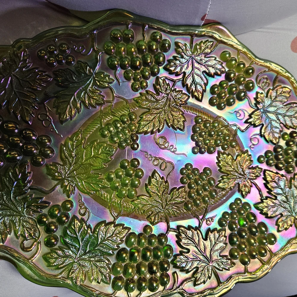 Iridescent Grape and Leaf Decorative Plate